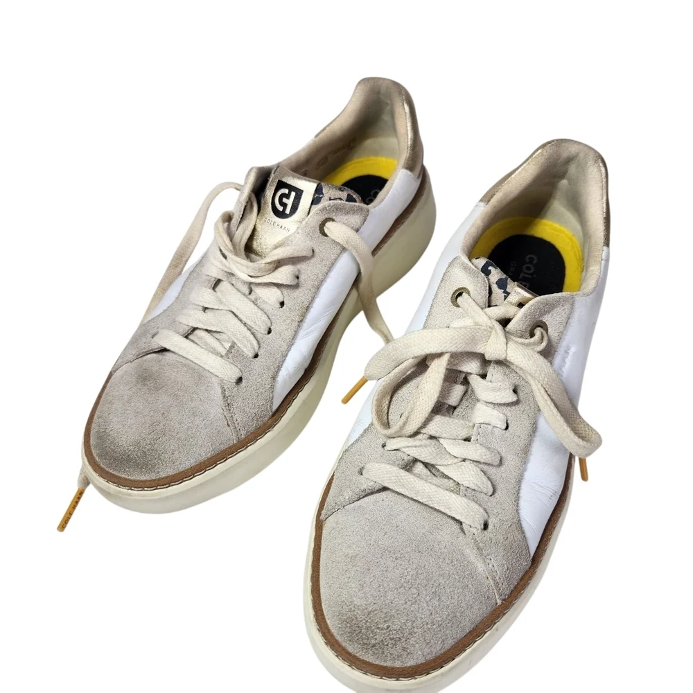 Cole Haan Women's White and Gold Sneakers